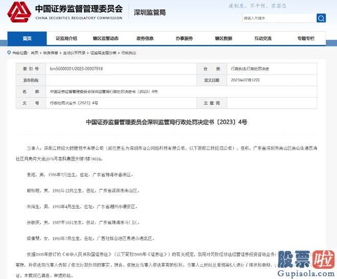 今天大盘预测-深圳证监局公布的一份行政处罚决策书显示