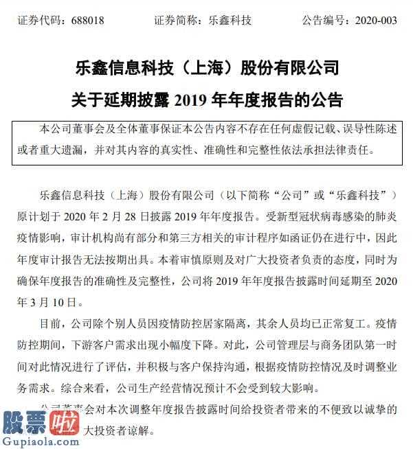 今日股市新闻_乐鑫科技(688018)2019年年报延迟到3月10日披露下游客户需求出现小幅度下降