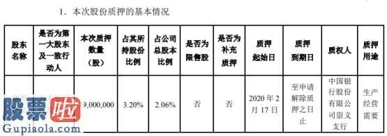 股票公司要闻：章源钨业(002378)股东章源控股质押1900万股用于生产经营需要