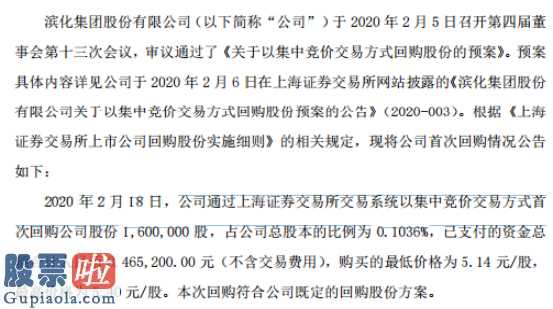 上市公司快报：滨化股份(601678)首次回购公司股份160万股耗资846万元