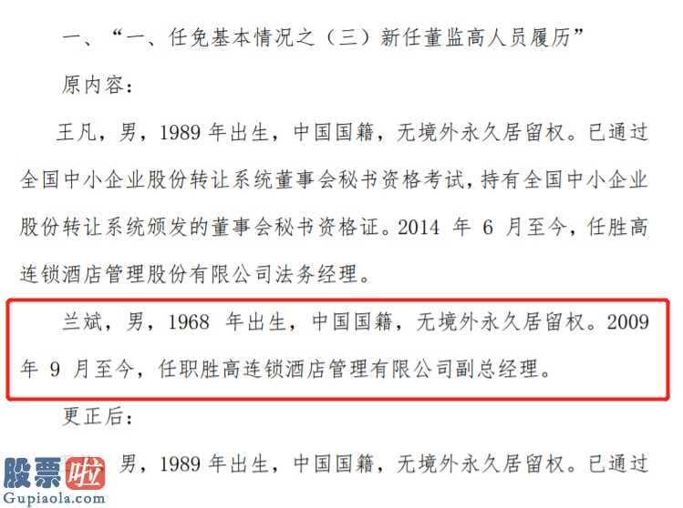 今日股市要闻解读_胜高股份更正高管任命公告更正内容为监事会主席兰斌履历