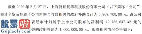 上市公司新闻发言人：复旦复华(600624)和其全资及控股子公司新增政府补助597万元