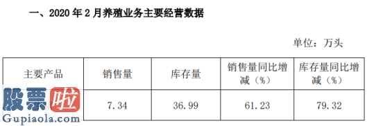 高中生炒股赚4.5亿：傲农生物(603363)2020年2月生猪销售量7.34万头环比增长77%