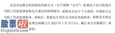 股市快报实盘大赛：安达维尔(300719)股东会接到企业职工监事公司监事