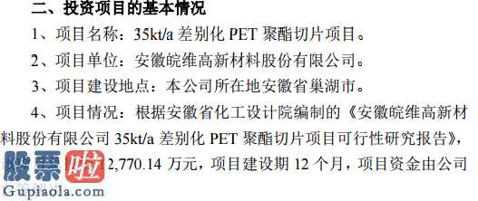 股市快报实盘大赛 皖维高新(600063)投资新建年产35kt差别化PET聚酯切片新项目