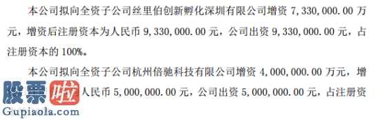 股市新闻网 丝里伯自主创新卵化深圳市公司增资扩股7,330,000