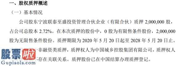 中国股市新闻-北林科技向中国城乡投资控股公司质押贷款二百万股