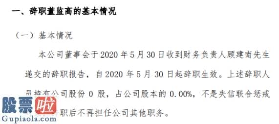 今日股市新闻 安怀信财务负责人顾建南辞职不持有公司股份