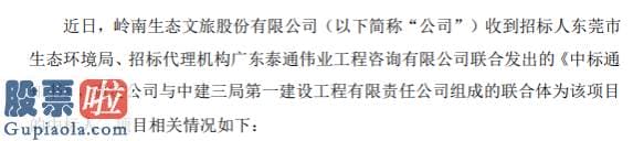 上市公司新闻发言人 岭南股份中标东莞市东江下游片区水污染综合治理工程中标价16.08亿元