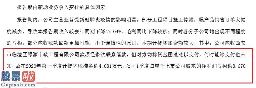 上市公司资讯 津膜科技撤销4000万坏账预备一季度亏损缩小至4500万