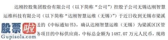 股市新闻最新_达刚控股控股子公司中标城市运维项目中标总金额为1487.07万元