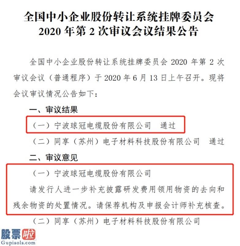 上市公司新闻与公告 球冠电缆通过精选层审议会：被要求补充披露研发花费去向