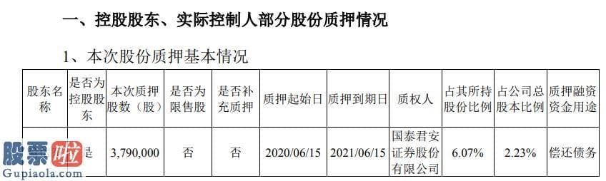 股市新闻 泰晶科技实际操纵人喻信东质押379万股用于偿还债务