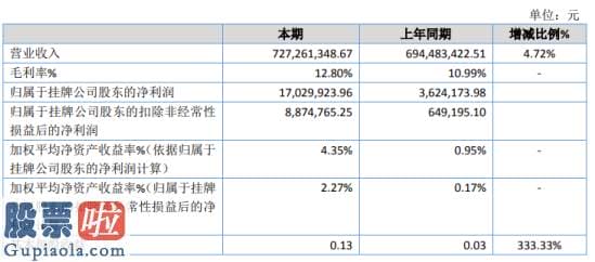 股市新闻：黄国粮业2019年净利1702.99万政府补助增加