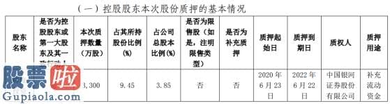 股市资讯：辉隆股份股东辉隆投资质押3300万股用于补充流动资金