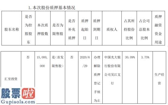 今日股市新闻直播-赛伍技术股东汇至投资质押1500万股用于生产经营