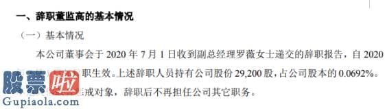 股市新闻最新消息：太川股份副总经理罗薇辞职持有公司0.07%股份