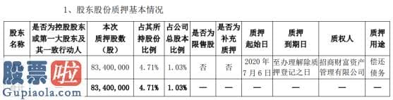 股票公司快报-东方财富股东其实质押8340万股用于偿还债务