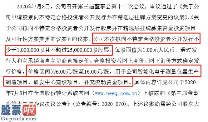 股市快报_同惠电子变更精选层拟发行方案：发行底价由2.48元/股变到6元/股