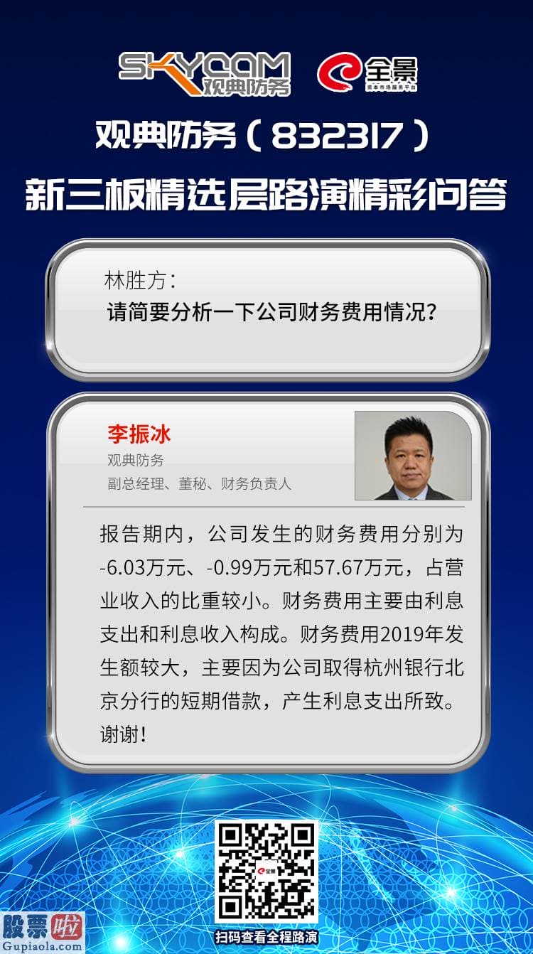 今日股市要闻解读：国内无人机禁毒服务领军企业 观典防务精选层挂牌网上路演成功举办