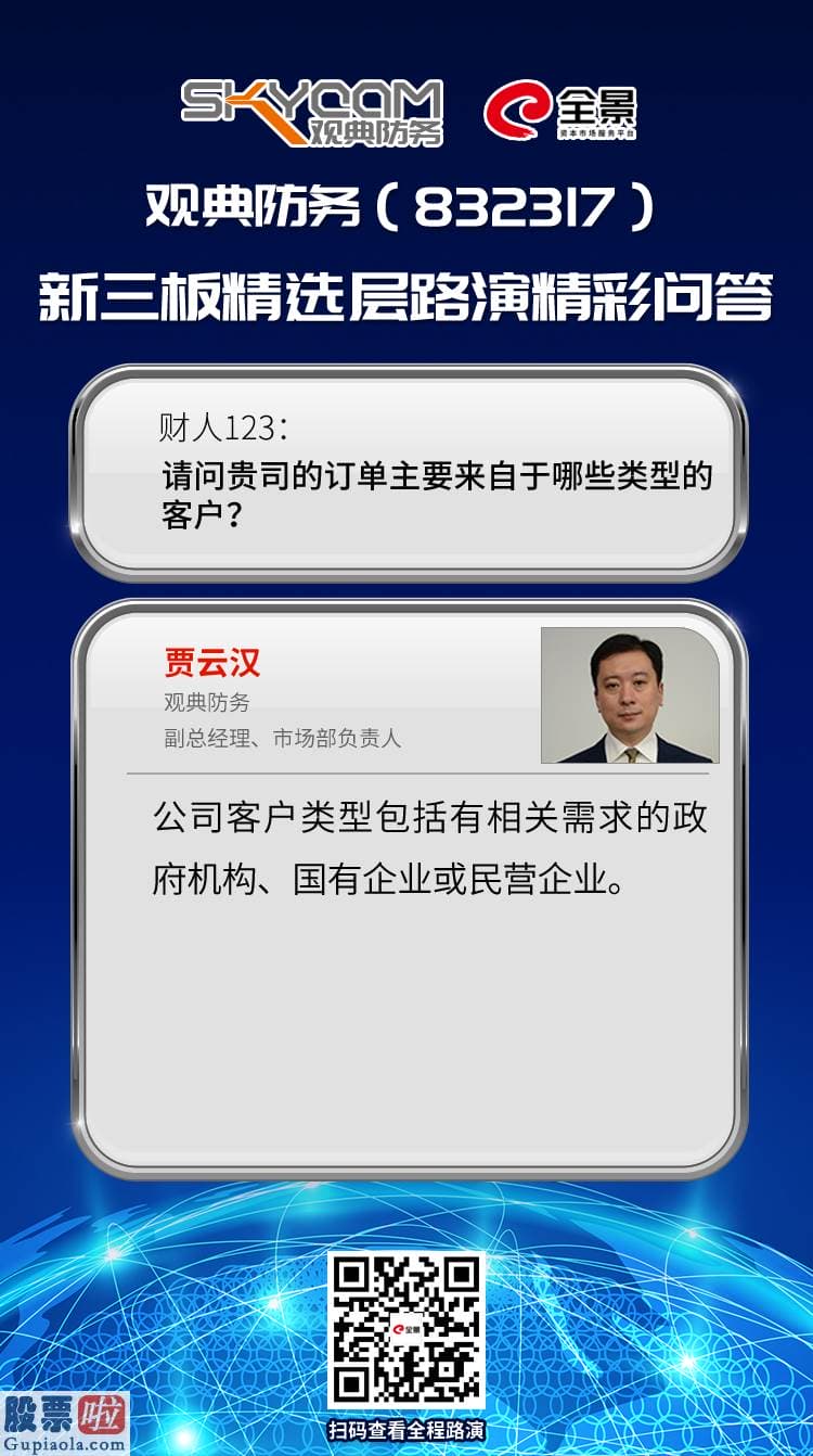 今日股市要闻解读：国内无人机禁毒服务领军企业 观典防务精选层挂牌网上路演成功举办