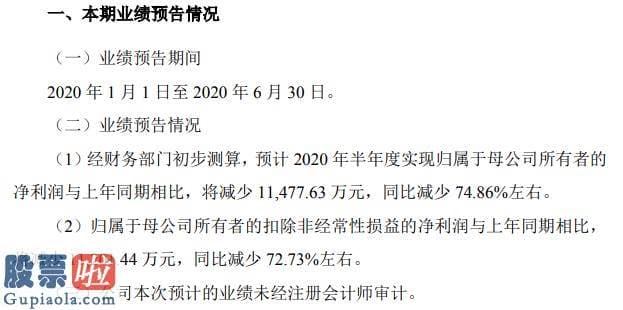 股市新闻：天宜上佳2020年上半年估计净利同比减少75%主营业务收入下滑