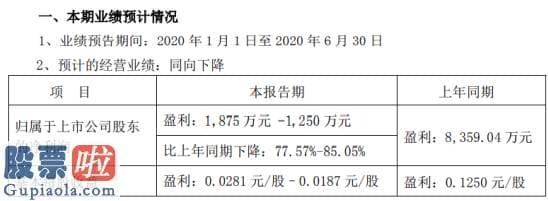 中国股市新闻：中嘉博创2020年上半年估计净利1250万