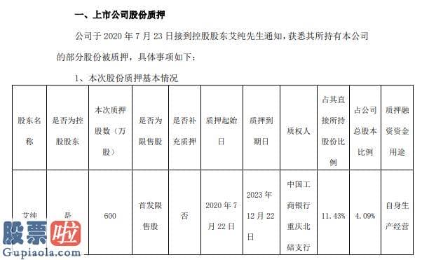 上市公司资讯哪个网_神驰机电控股股东艾纯质押600万股用于自身生产经营