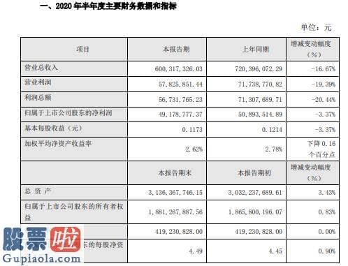 上市公司新闻敲诈：德美化工2020年上半年净利4917.88万减少3%利润总额下降