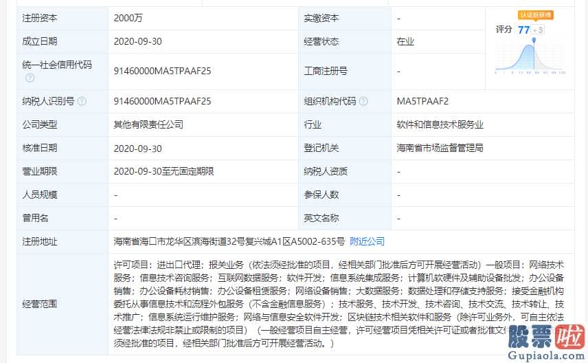 先锋基金投资的美股 阿里巴巴在海南省投资成立软件和信息技术服务公司