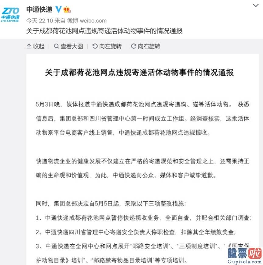 投资美股最少多少股吗 成都爱之家动物救助中心志愿者拦截下一辆中通快递运输车