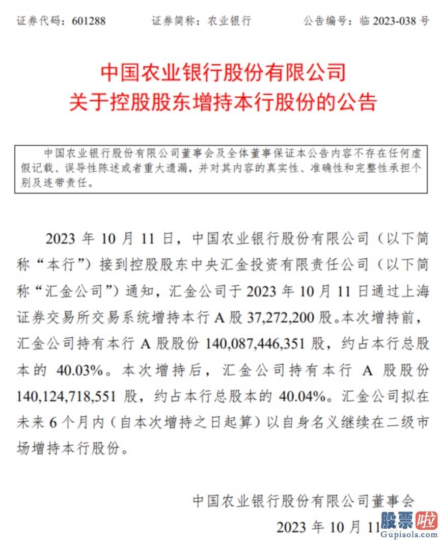 投资美股如何 控股股东汇金公司增持本行2488.79万股A股股份